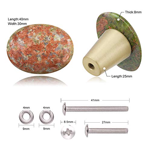 mookaitedecor Set of 4 40mm Unakite Stone Drawer Knobs with Screws, Healing Stones and Crystals - Image 3