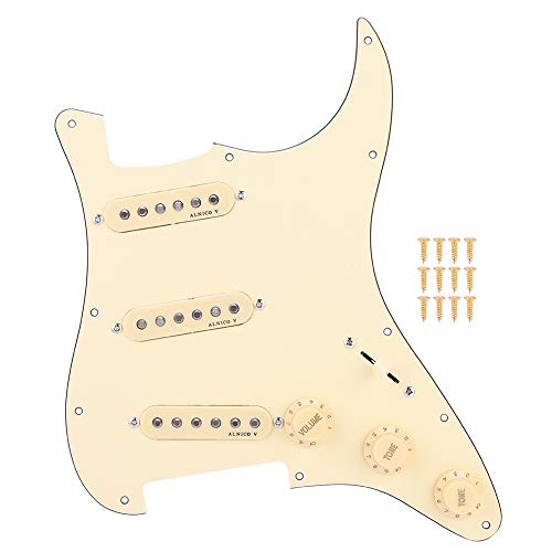 Pickguard chargé avec micros SSS précâblés accessoire pour guitare électrique - Les Beatles, Paul McCartney, John Lennon, RIngo Starr, George Harrison Pickguard chargé avec micros SSS précâblés accessoire pour guitare électrique