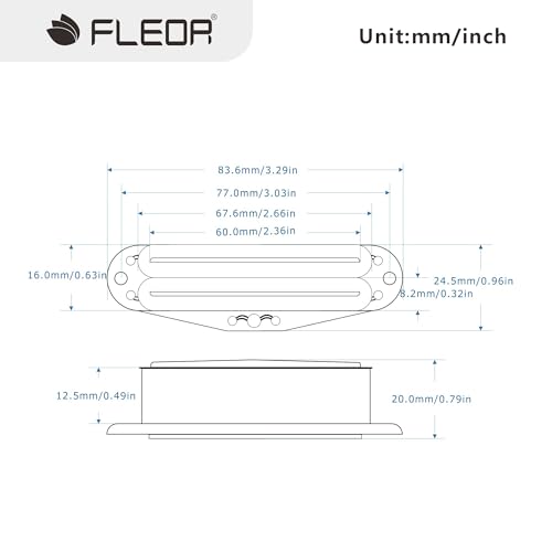 image for FLEOR 3pcs Hot Dual Rail Humbucker Set Ceramic N+M+B Single-Coil-Sized