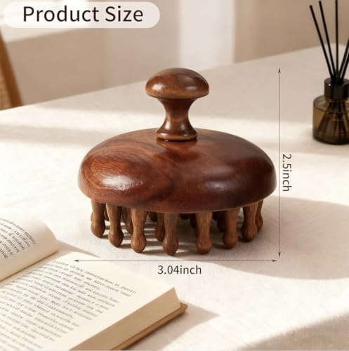 Image of 28 Teeth Natural Wood Hair and Scalp Massager Comb,Stress Relief & Detox Shampoo Brush,Wet and Dry Application for Reducing Dandruff and Stimulates Hair Growth (1 Unit)