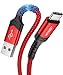 USB Type C Cable,JSAUX 3-Pack(1ft+3.3ft+6.6ft) USB-C to USB A 2.0 Fast Charger Nylon Braided Cord Compatible Samsung Galaxy S10 S9 S8 Plus Note 9 8,Moto Z,LG V20 G6 G5,Nintendo Switch and More(Red)