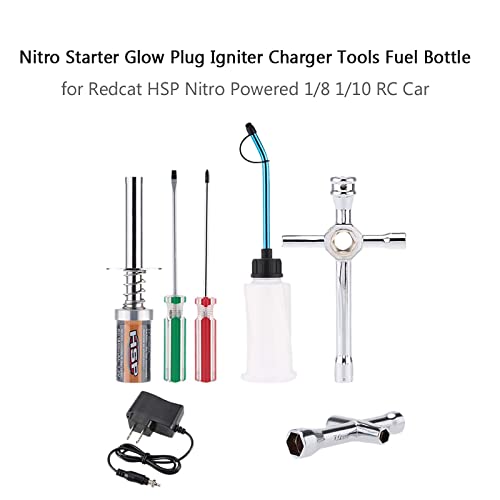 Goolsky Nitro Starter Glow Plug Igniter Charger Tools Fuel Bottle Combo For Redcat Hsp Nitro Powered 1/8 1/10 Rc Car #TOP1
