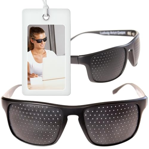 ARTZT neuro Rasterbrille | komfortable Lochbrille für Augentraining | Ideal für Neuroathletiktraining | Alltag Rasterbrille beim Lesen Arbeit am PC| Lochrasterbrille Schwarz 14 5 x 14 5 x 5 cm