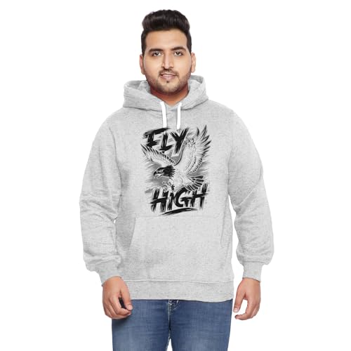 Image of West Gate Clothing Plus Size Mens Cotton Hoodies,Hooded Sweatshirt|100% Cotton Hoodies Plus Size Collection for Men|Fly High Printed Hoodie