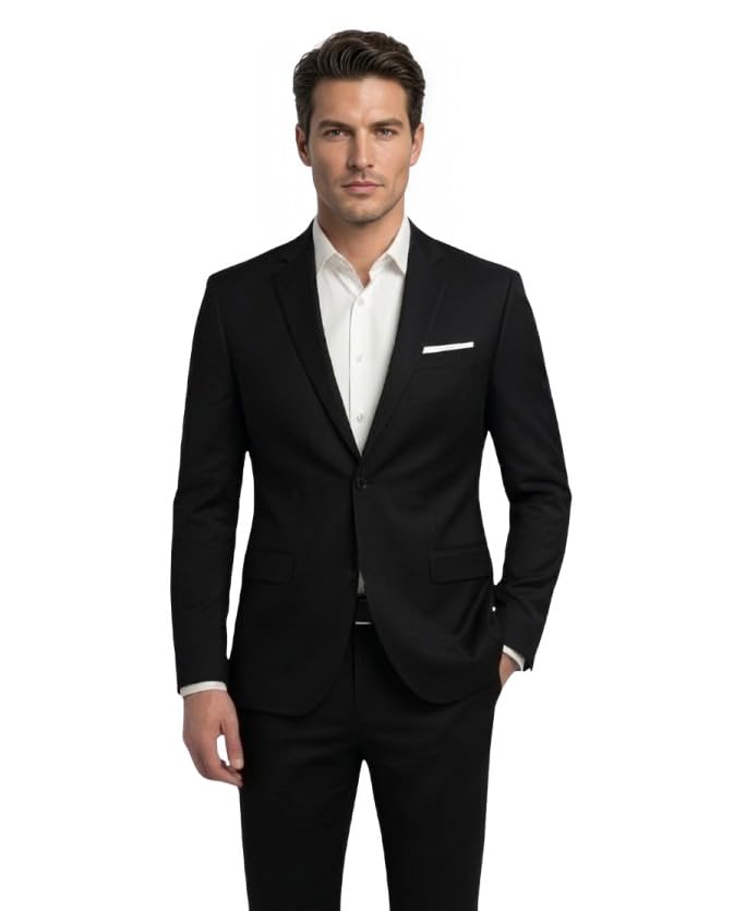 Men's Black Slim Fit Blazer Single-Breasted Notch Lapel-picture-56