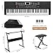 Ktaxon 61 Key Keyboard Piano with 200 Timbres, 200 Rhythms & 60 Demos, Piano Keyboard Includes Stand, Stool, Headphones, Microphone, Note Stickers, Music Holder & Manual (Full H Stand- Black)