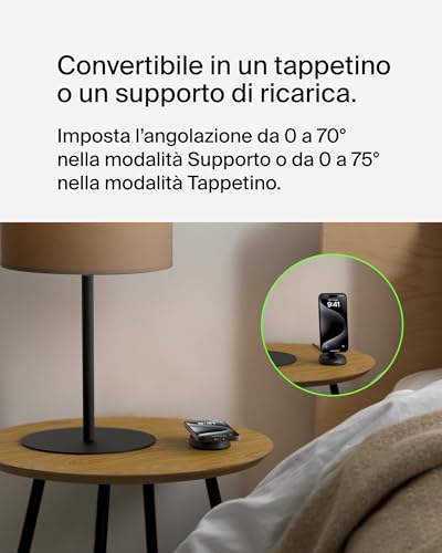 Belkin BoostCharge Pro Caricatore Magnetico Convertibile 15W, Caricabatterie Wireless Rapido Qi2 compatibile con MagSafe, per iPhone 17, Air, Pixelsnap, AirPods, alimentatore da 20 W incluso - Nero - Immagine 2
