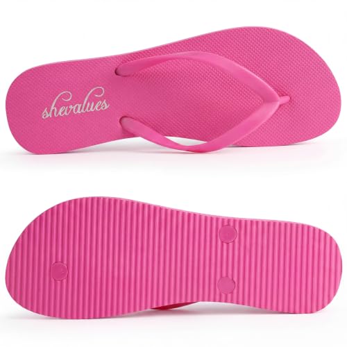 Image of shevalues Slim Basic Flip Flops for Women with Comfortable Yoga Mat | Lightweight Non Slip Rubber Sandals for Beach, Shower, Pool & Summer Casual Wear