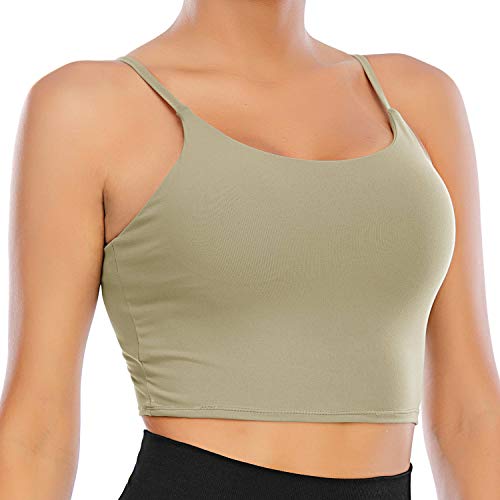 Yasco Sutiã esportivo Longline Yoga Top Crop Top com sutiã embutido para treino Top acolchoado com s