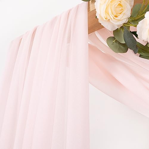 Image of MLMC Blush Pink Wedding Arch Draping Fabric 2 Panels 29 inch x 20 FT Extra Long Gauze Drapes Sheer Backdrop Curtains 6.6 Yards Outdoor Drapery Panels for Wedding Baby Shower Party Ceiling Decoration