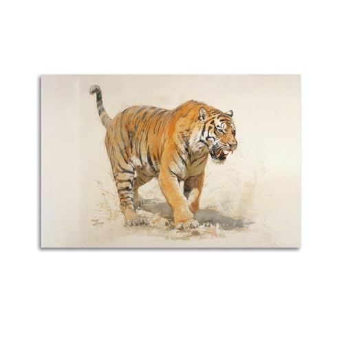 Gros chats chassant art sur toile moderne pour decoration murale de chambre ado