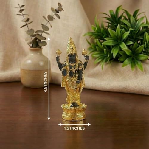 Image of S2S Gold Plated Premium Balaji Statue for Car Dashboard, Pooja Room & Home Decoration | Decorative Idol for Gifting & Spiritual Decor