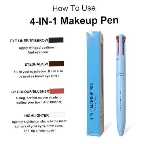 Lápiz de Maquillaje 4 en 1 con Delineador, Lápiz de Labios, Cejas y Iluminador miniatura 2