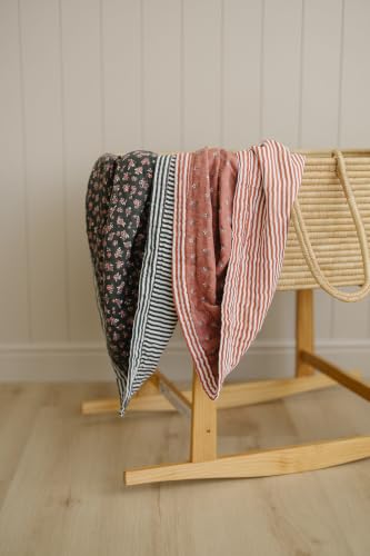 Image of Mebie Baby Muslin Quilt, Vintage Pink Floral Pink Stripes, 100% Cotton Baby Blanket for Girls & Boys, Newborns to Toddler, Soft Swaddle Blanket, 47 inchx47 inch