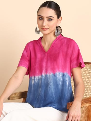 Image of Maaesa Hand Dyed Half Sleeves Rayon Top