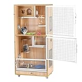 Cage à chinchilla – Cage anti mastication pour rats avec portes avant, bol de nourriture, bouteille d'eau, plateaux coulissants et roulettes pivotantes pour petits animaux de compagnie (60 x 40 x 120
