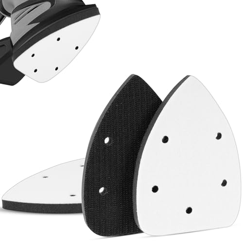 3 Pack Mouse Detail Sanding Interface Pad Hook and Loop Triangle Sanding Pad with 5 Holes Mouse Sander Sandpaper Backing Pad for Sander Accessories Replacement Flexibility & Balancing Sanding Pressure