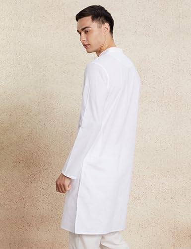 Image of Amazon Brand - Symbol Men's 100% Cotton Solid Long Length Casual Kurta - Regular Fit (Available in Plus Sizes)