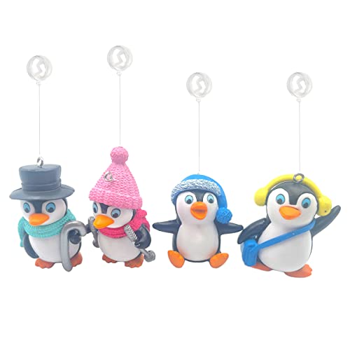 Pitertul 4Pcs Penguin Fish Tank Decorations