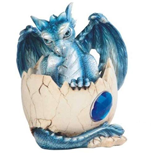 StealStreet SS-G-71466 Blue Baby Dragon Stuck in Egg with Gem Figurine, 4.5