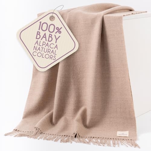 ALPALOVE 100% Baby Alpaca Throw Sand Natural