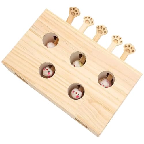 Jouet Pop Up Interactif pour chats, Whack-a-Mole bois massif pour chaton - 7