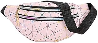 Estwell Bum Waist Bag Festival Fanny Pack 3 Zip Pockets Fashion Waterproof PU Leather Waist Pouch Travel Holiday Waist Pack for Women Ladies Girls