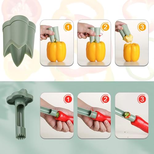Removedor de descaroçador de sementes de pimenta, 2 peças de dispositivo separador de núcleo de pime