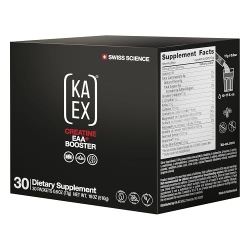 KA EX Sugar Free Creatine EAA+ Booster Powder - Creapure® Creatine, L‑Citrulline, Caffeine, Betaine, Beetroot, Electrolytes - Power, Endurance & Hydration - Pre‑ & Intra‑Workout Performance (30ct)