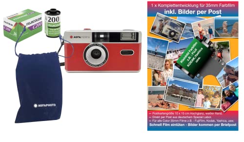 Cámara analógica Agfa de 35 mm con carrete color y batería incluidos