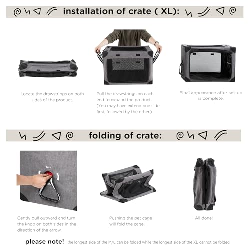 Cozzze Caixa de Transporte Dobrável para Cães-Caixa de Transporte Portátil de 37