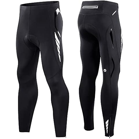 LEGENDFIT Men's Bike Pants 3D Padded Cycling Tights Long Bicycle Riding Road Biking MTB Leggings with Pockets Cycle Wear Black Cover