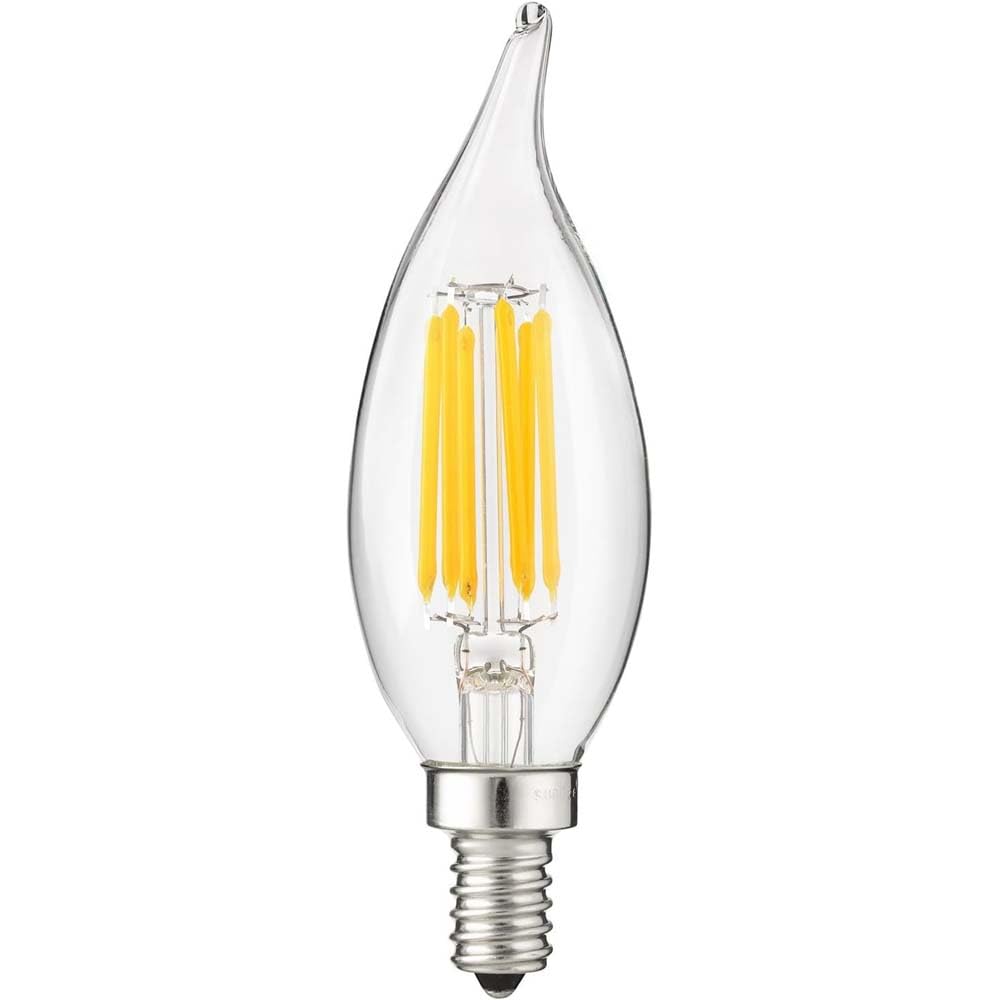 Sunlite 81107 LED Filament CA11 Flame Tip Chandelier Light Bulb 5 Watts 60W 600 Lm Candelabra Base E12