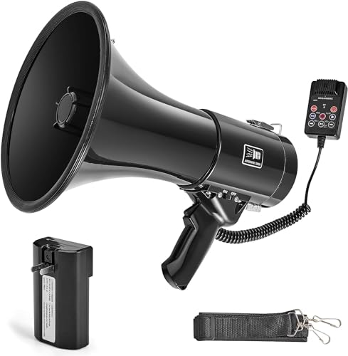 Bocinas, Sports Simple Wisdom Megafono Grande,Megafono portatil Recargable de Alta Potencia 120 dB/100W,Tiempo de grabación 260,Segundos,Megafono portatil Bluetooth,con...