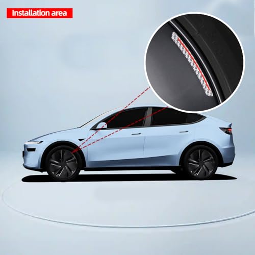 Image of BETTERHUMZ Car Wheel Rim Decal Stripe Compatible with Tesla Model 3 Highland Model Y Juniper Model S X Carbon Fiber Performance Emblem Reflective Sticker Exterior Accessories (Silver)