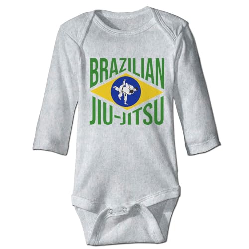LittleHorn Brazilian Jiu-Jitsu Baby Bodysuit Long Sleeve Rompers Cotton Jumpsuit Gray