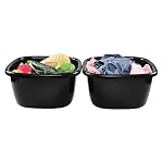 Gloreen 18 Quart Deep Wash Basins 2 Pack, Plastic Square Dishpan Tub, Black - Image 6
