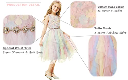 Rainbow Dress For Girls Easter Spring Lace Tulle Mesh Grils Summer Dress Flower Girls Party Dance Dress For Little Girls 3T #TOP5