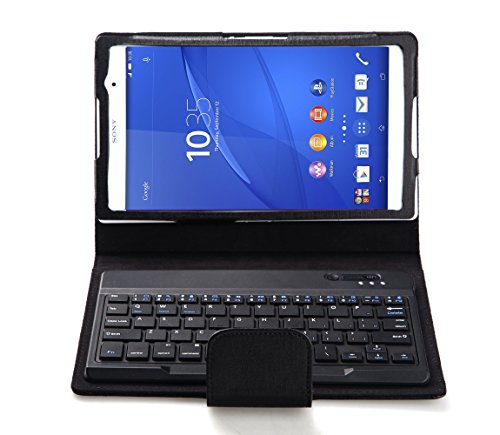 IVSO Sony Xperia Z3 Compact Tablet Ultra-Thin Bluetooth Keyboard Portfolio Case - DETACHABLE Bluetooth Keyboard Stand Case / Cover for Sony Xperia Z3 Compact Tablet (Black)