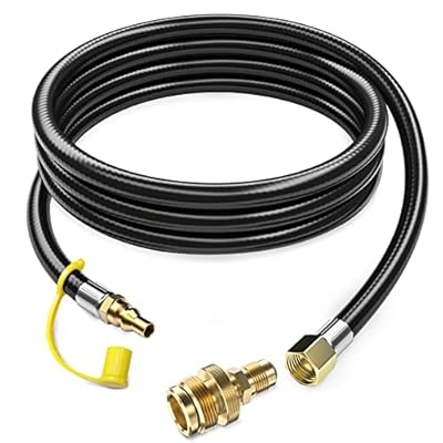 12 FT Propane Quick Connect Hose for RV to Gas Grill, Propane Quick Connect Fittings for 1 LB Throwaway Bottle Connects 1 LB Portable Appliance to RV 1/4" Female Quick Disconnect