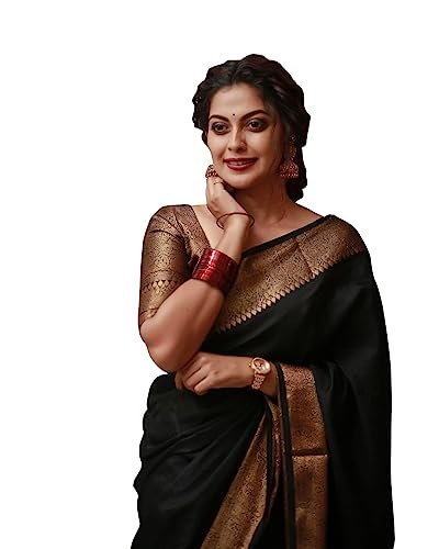 Image of Women's Pure Soft Kanjivaram Silk Saree For Wedding Banarasi Style Sari With Blouse Piece