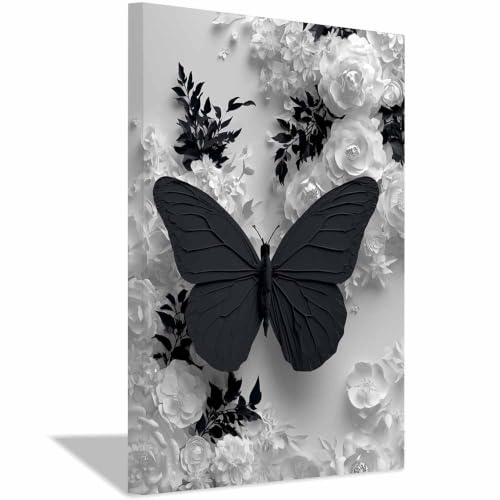 Tableau noir et blanc HOQIU deco murale fleurie pour resoudre le manque de relief de vos murs