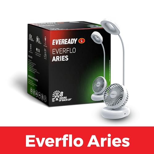 Image of Eveready FE06 Everflo Aries Rechargeable Fan, White