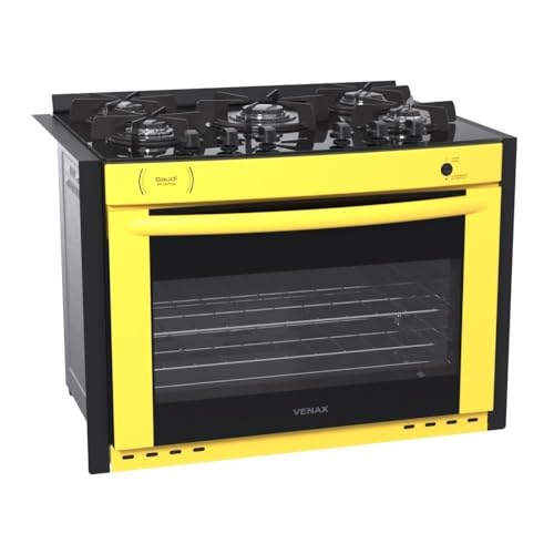 Fogao A Gas De Embutir Gaudi Prisma Vitreo Bl 5q Amarelo Gas Glp
