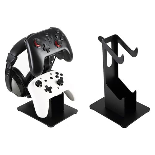 Image of Controller Holder 2 Tier, Controller and Headset Aluminum Stand for Gaming Desk, Stronger Snap-on Construction Hanger for All Universal Gaming PC Accessories