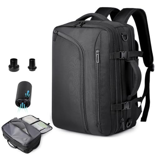 Sac à dos de voyage sous vide noir extensible 36 à 60 L pour cabine d'avion