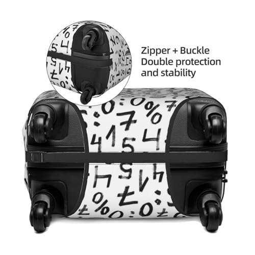 White Math Print Black Luggage Cover Protector Anti-Scratch Washable Fits 18-32 Inch Luggage-Small4