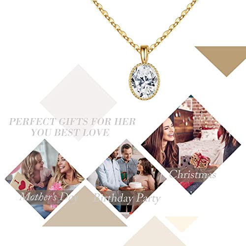 Yoosteel Mothers Day Necklace Gifts From Daughter, 14K Gold Plated Layering Cubic Zirconia Necklaces April Birthstone Topaz Necklace Gold Choker Jewelry Layered Gold Birthstone Necklace For Women #TOP4