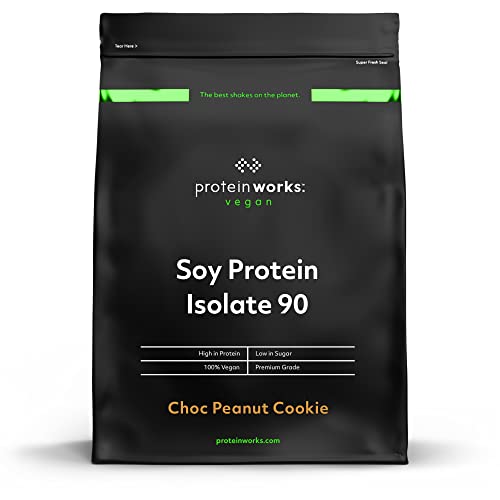 Protéine de Soja 90 (Isolat) en Poudre | 100% D'Origine Végétale | Faible Teneur en Matières Grasses | Sans Sucre Ajouté | Sans Gluten | THE PROTEIN WORKS | Cookie Choco-Cacahuète | 500g Cover
