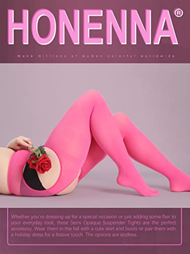 Image of HONENNA Plus Size Suspender Tights for Women, Semi Opaque Sexy Garter Belt Nylons Mock Thigh High stockings